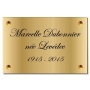 Plaque funéraire avec nom et date en métal doré - Laiton brillant