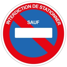 Panneau stationnement interdit avec n° plaque immatriculation perso...