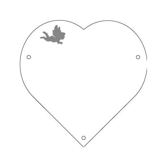 Plaque de cimetière avec une forme de découpe en coeur - support métal Plaque de cimetière avec une forme de découpe en coeur - support métal