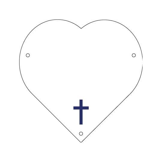 Plaque de cimetière avec une forme de découpe en coeur - support métal Plaque de cimetière avec une forme de découpe en coeur - support métal