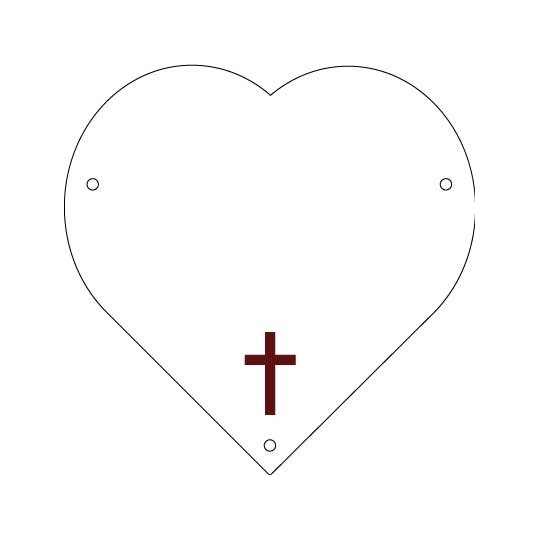 Plaque de cimetière avec une forme de découpe en coeur - support métal Plaque de cimetière avec une forme de découpe en coeur - support métal