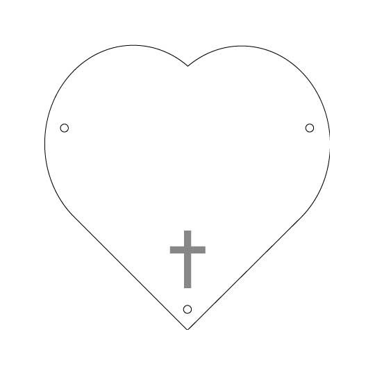 Plaque de cimetière avec une forme de découpe en coeur - support métal Plaque de cimetière avec une forme de découpe en coeur - support métal