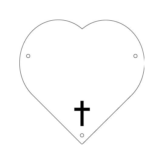 Plaque de cimetière avec une forme de découpe en coeur - support métal Plaque de cimetière avec une forme de découpe en coeur - support métal
