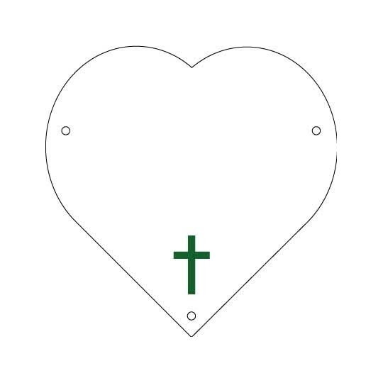 Plaque de cimetière avec une forme de découpe en coeur - support métal Plaque de cimetière avec une forme de découpe en coeur - support métal