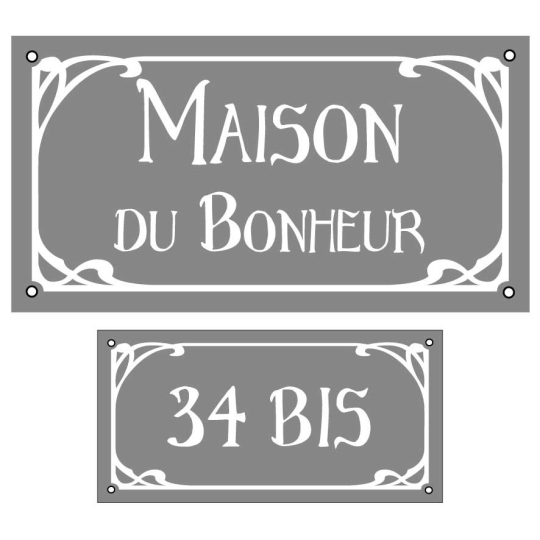 Lot de plaque de maison et numéro emaillé ART DECO à personnaliser Lot de plaque de maison et numéro emaillé ART DECO à personnaliser