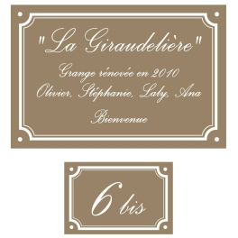 Lot plaque émaillée + numéro assorti Liseret