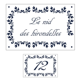Lot de 1 plaque + 1 numéro de maison emaillé Fleuri - 12 couleurs au choix