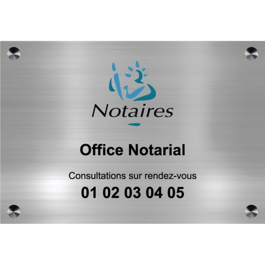 Plaque notaire avec logo en couleur - Gravure pour Office Notarial