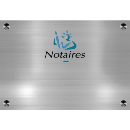 Plaque notaire avec logo en couleur - Gravure pour Office Notarial