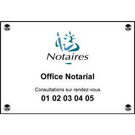 Plaque notaire avec logo en couleur - Gravure pour Office Notarial