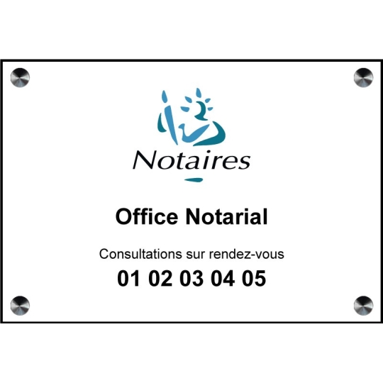 Plaque notaire avec logo en couleur - Gravure pour Office Notarial