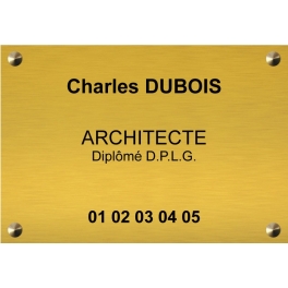 Plaque gravée pour Cabinet d'Architecture - Laiton - Plexi - Aluminium