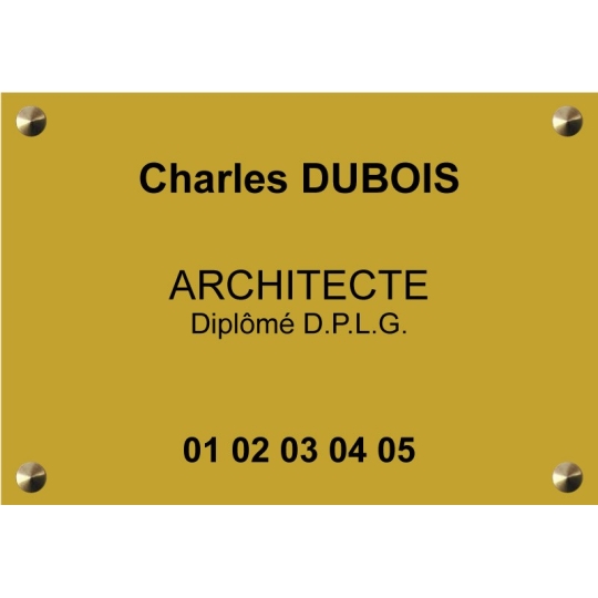 Plaque gravée pour Cabinet d'Architecture - Laiton - Plexi - Aluminium Plaque gravée pour Cabinet d'Architecture - Laiton - Plexi - Aluminium