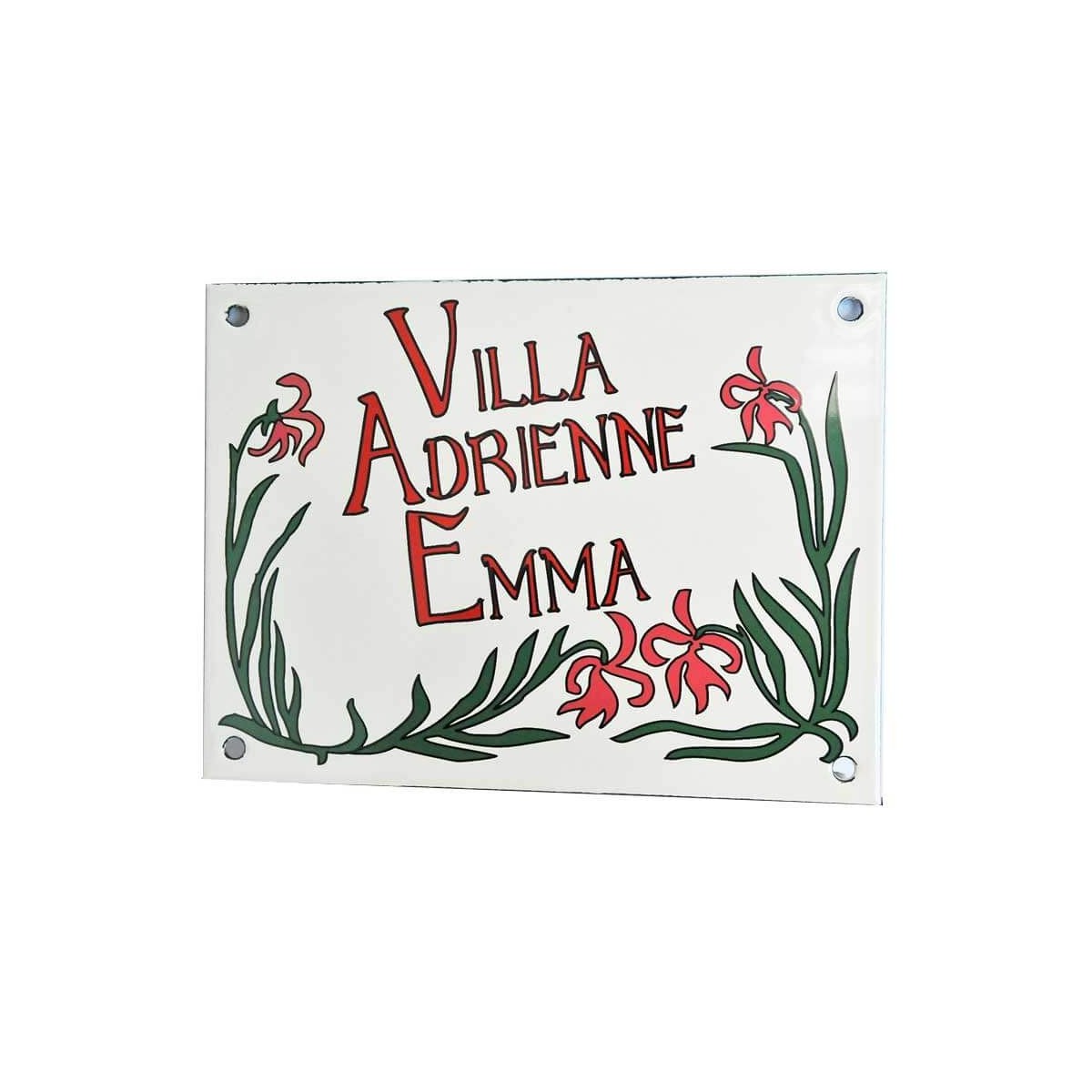 Plaque émail retro deco fleurs