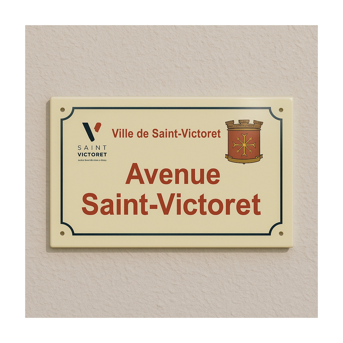 Plaque de rue du terroir village avec blason | Plaque Personnalisée