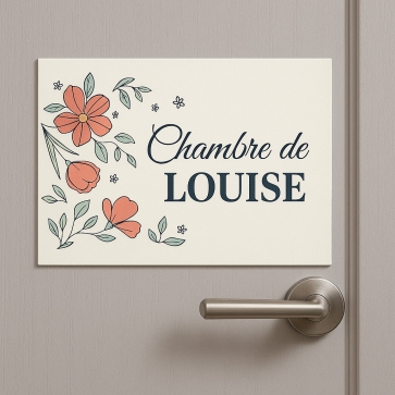 Plaque de porte enfant avec fleurs | Plaque Personnalisée