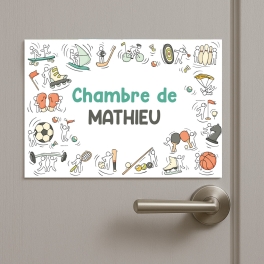 Plaque de porte enfant Sport | Plaque Personnalisée