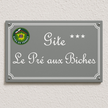 Véritable plaque de gite acier émaillé - Signalisation chambre d'Hôtes