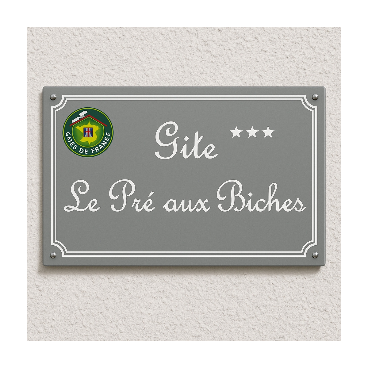Véritable plaque de gite acier émaillé - Signalisation chambre d'Hôtes