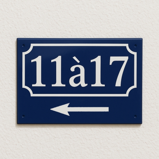 Plaque émaillée numéro de maison avec flèche | Plaque Personnalisée Plaque émaillée numéro de maison avec flèche | Plaque Personnalisée