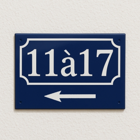Plaque émaillée numéro de maison avec flèche | Plaque Personnalisée