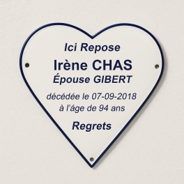 Plaque de cimetière avec une forme de découpe en coeur - support métal