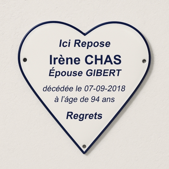 Plaque de cimetière avec une forme de découpe en coeur - support métal Plaque de cimetière avec une forme de découpe en coeur - support métal