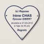 Plaque de cimetière avec une forme de découpe en coeur - support métal Plaque de cimetière avec une forme de découpe en coeur - support métal