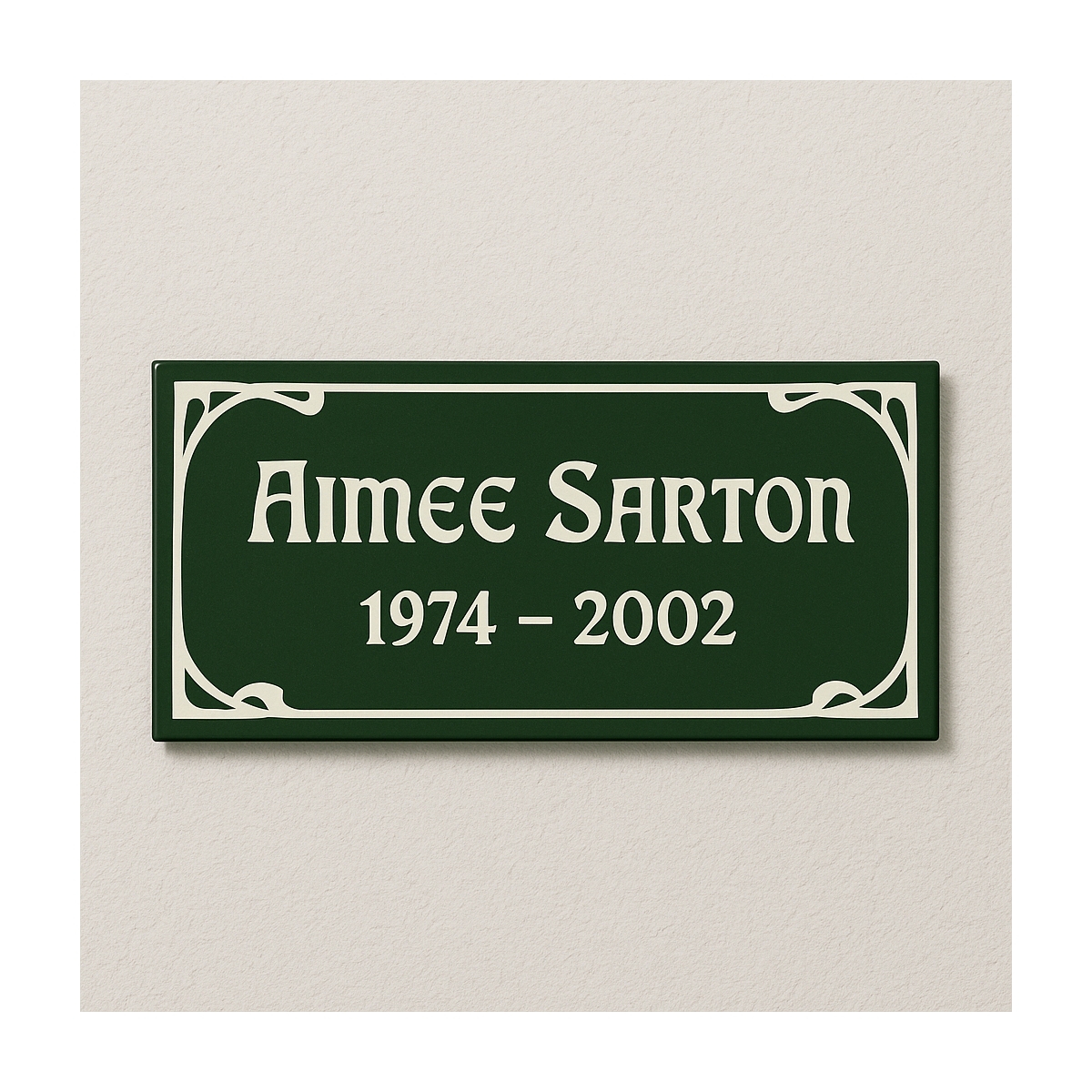 Plaque gravée émaillée funéraires liseré art | Plaque Personnalisée