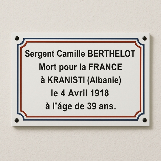 Plaque souvenir - Plaque commémorative en métal émaillé - sur mesure