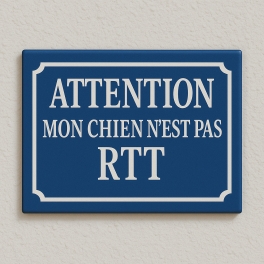 Plaque de rue pour chien fainéant - Fond bleu impression sur aluminium