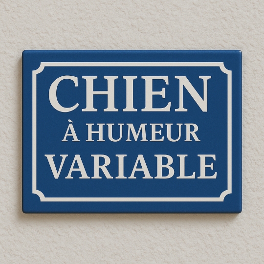 Signaler la présence d'un toutou de façon humoristique - Plaque chien