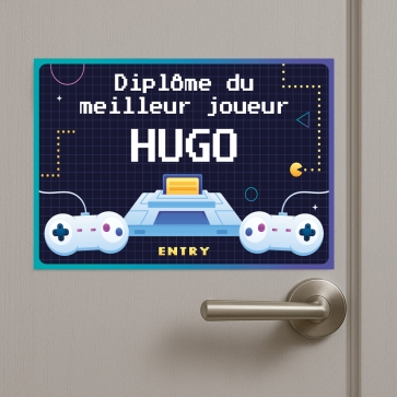 Plaque Diplôme Jeux vidéos personnalisable | Plaque Personnalisée