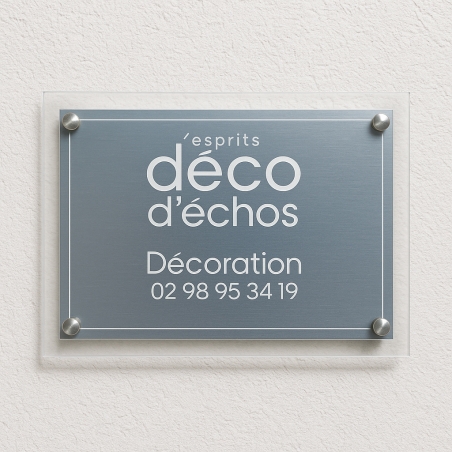 Plaque en plexiglass - Cadre transparent - Encre blanche et couleur