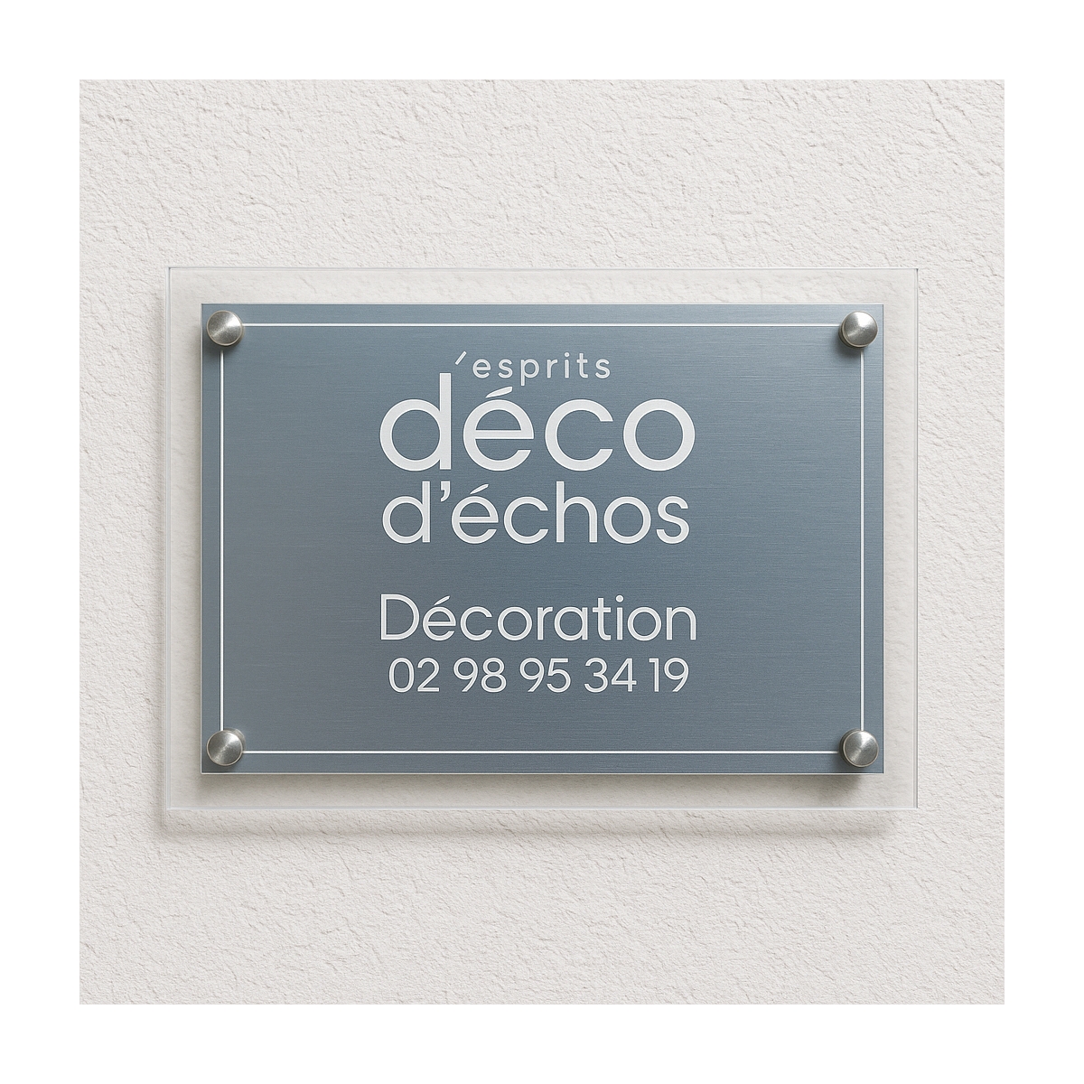 Plaque en plexiglass - Cadre transparent - Encre blanche et couleur