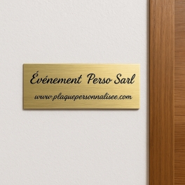 Gravure plaque de porte entrée en laiton massif - Rectangle - adhésif