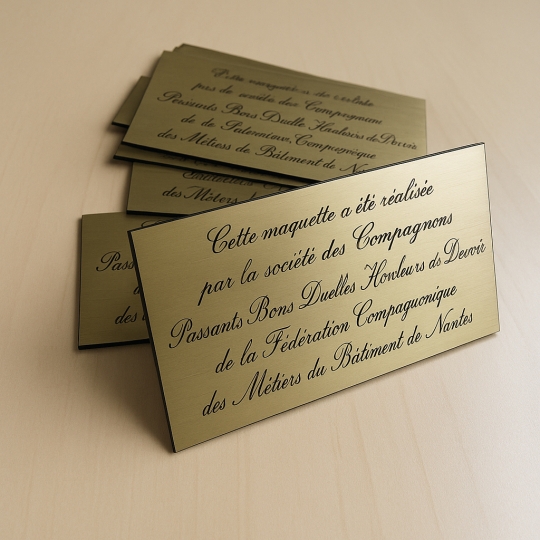 Gravure laser sur étiquette plastique couleur argent ou or brossé Gravure laser sur étiquette plastique couleur argent ou or brossé