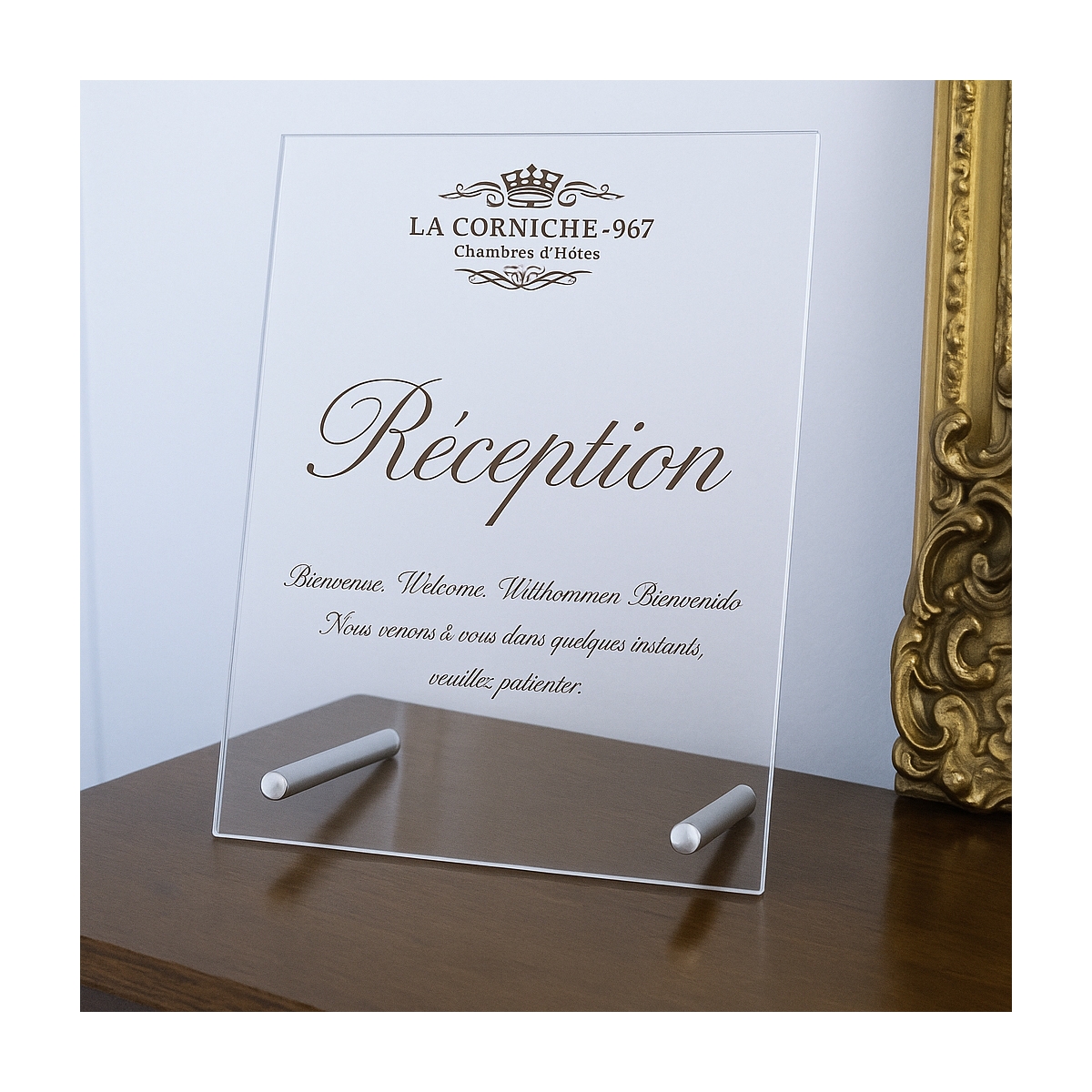 Menu imprimé sur plexi transparent pour hôtel et restaurant - avec logo