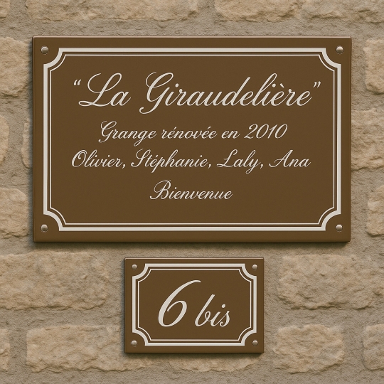 Plaque émaillée + numéro assorti avec liseret | Plaque Personnalisée Plaque émaillée + numéro assorti avec liseret | Plaque Personnalisée