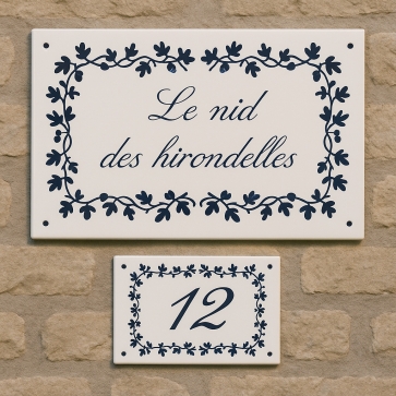 1 plaque + 1 numéro de maison emaillé Fleuri | Plaque Personnalisée