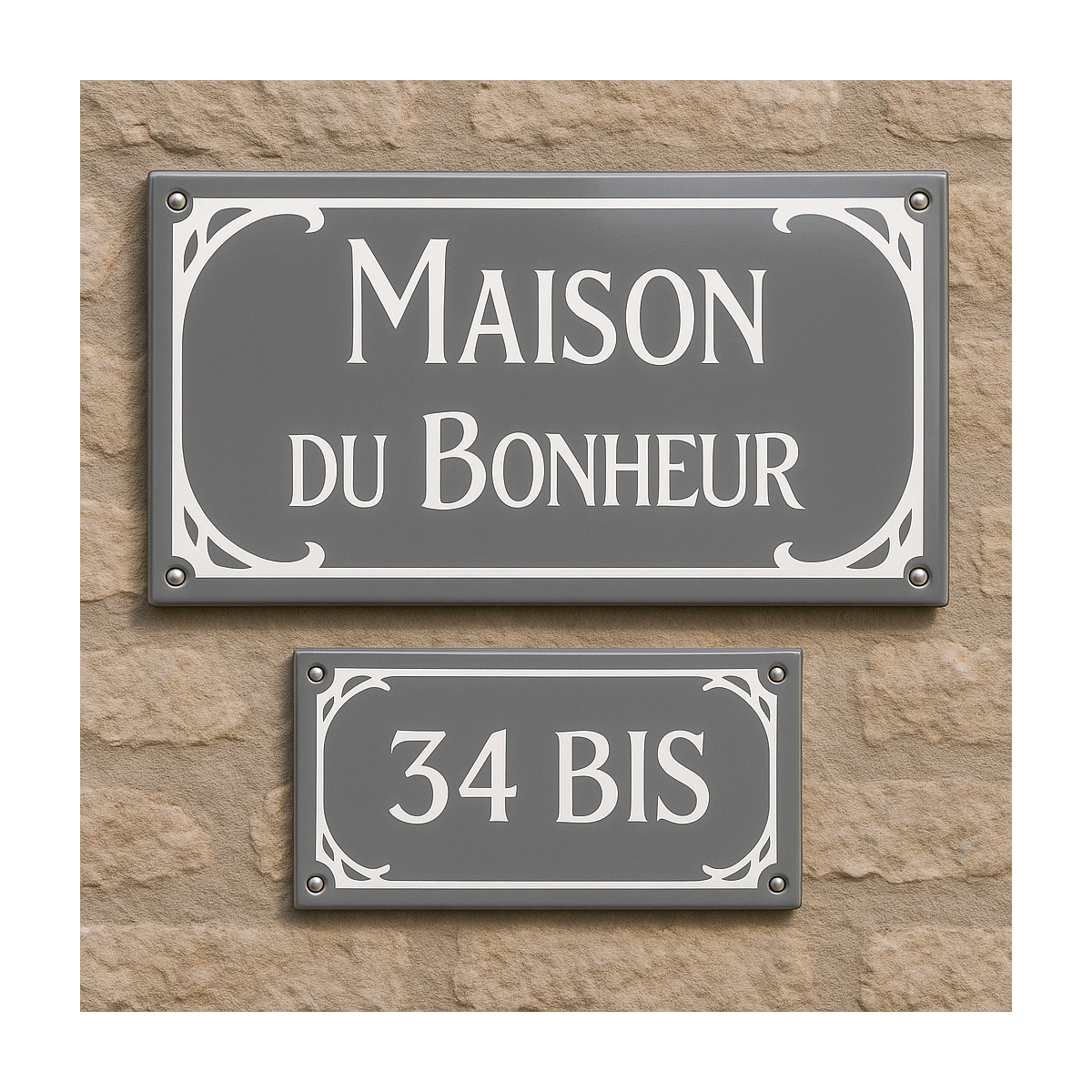 Lot de plaque de maison et numéro emaillé ART DECO à personnaliser
