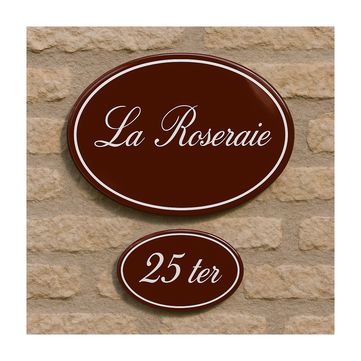 Plaque de Maison et Numéro Assorti Ovale Emaillée - 12 couleurs au choix