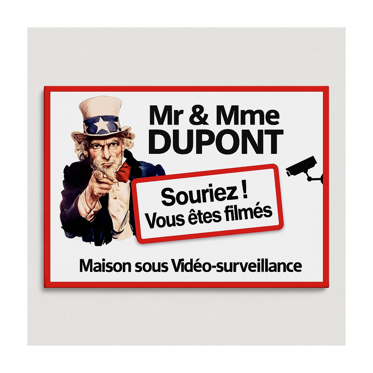 Plaque vidéo surveillance originale - Prévenir avec humour - logo caméra