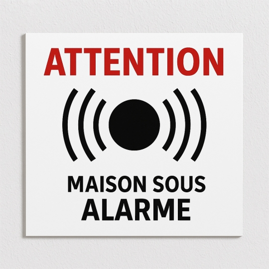 Plaquette Maison sous alarme - Texte au choix - Anti cambriolage Plaquette Maison sous alarme - Texte au choix - Anti cambriolage