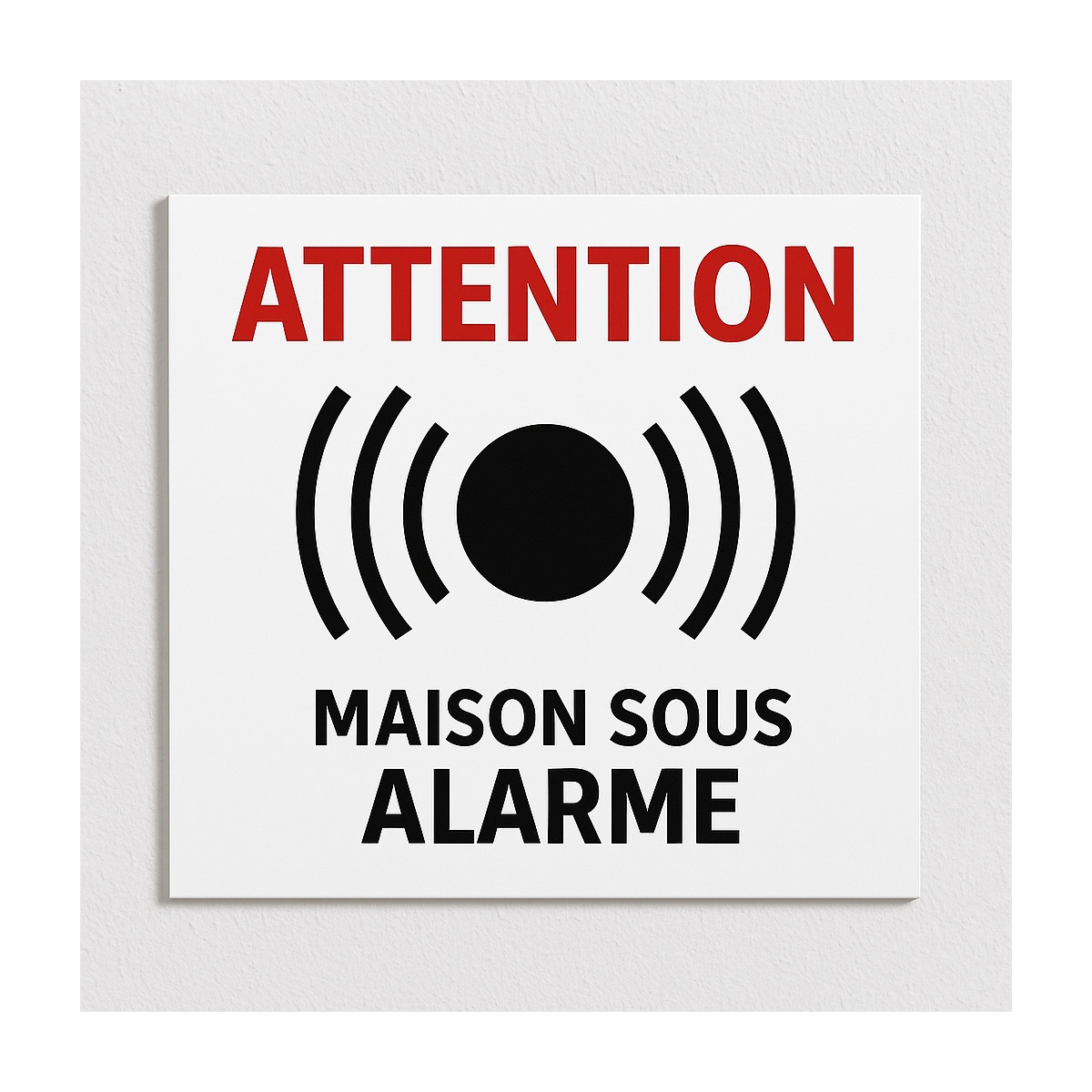 Plaquette Maison sous alarme - Texte au choix - Anti cambriolage