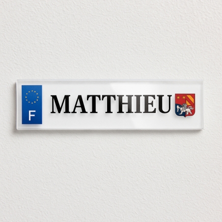 Plaque minéralogique originale avec blason pour voiture - non homologuée