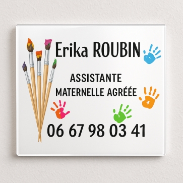 Plaque Assistante maternelle avec image peinture à personnaliser