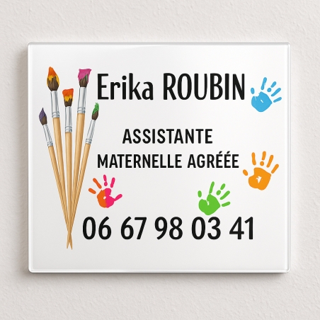 Plaque Assistante maternelle avec image peinture à personnaliser