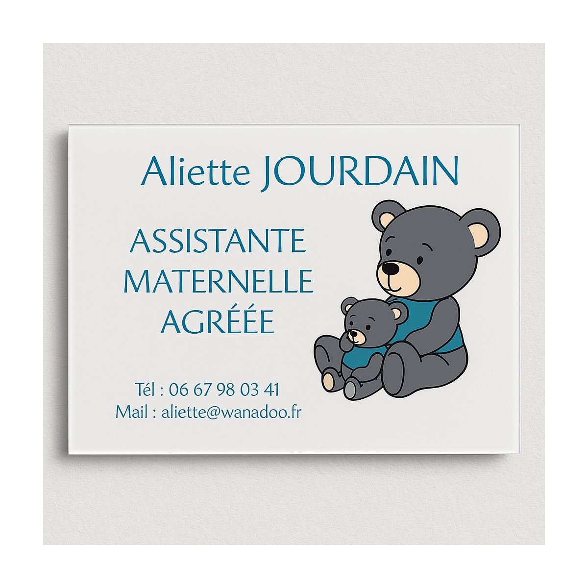 Plaque professionnelle pas cher pour Nourrice et Assistante Maternelle