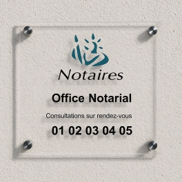 Plaque notaire avec logo en couleur - Gravure pour Office Notarial
